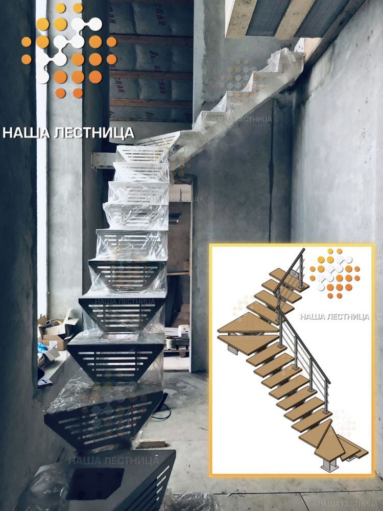 Фото лестница на металлическом каркасе серии "волна" - вид 3