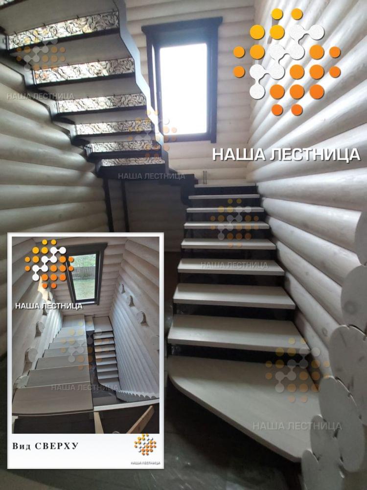 Фото лестница в частном доме на второй этаж, серия "лофт" с подступенками по эскизам заказчика - вид 3