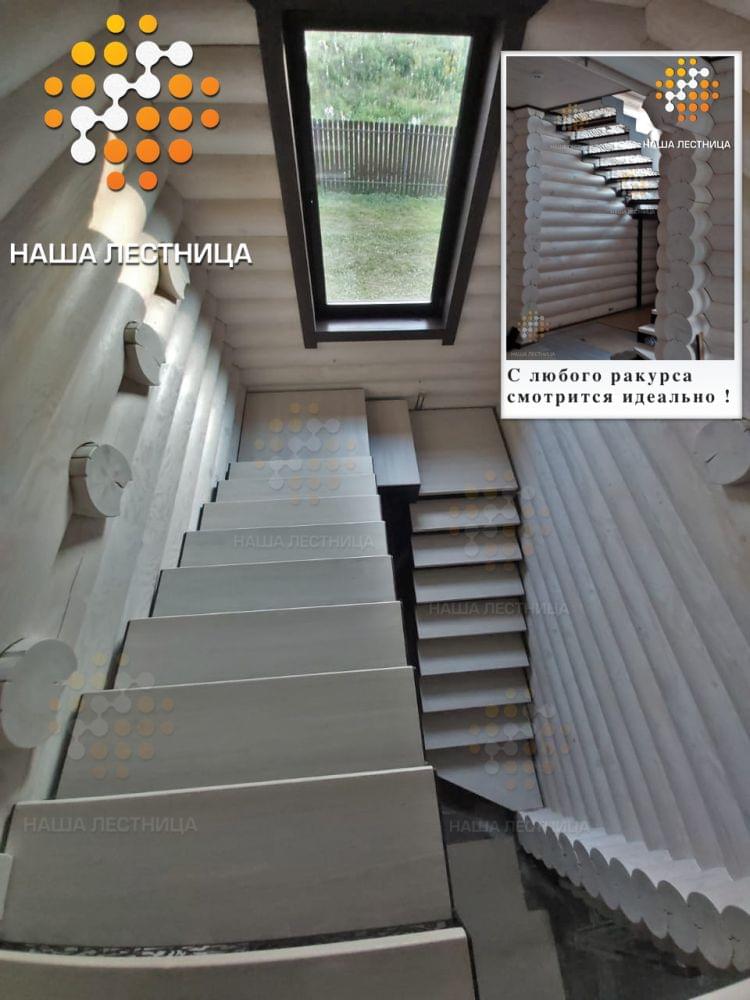 Фото лестница в частном доме на второй этаж, серия "лофт" с подступенками по эскизам заказчика - вид 2