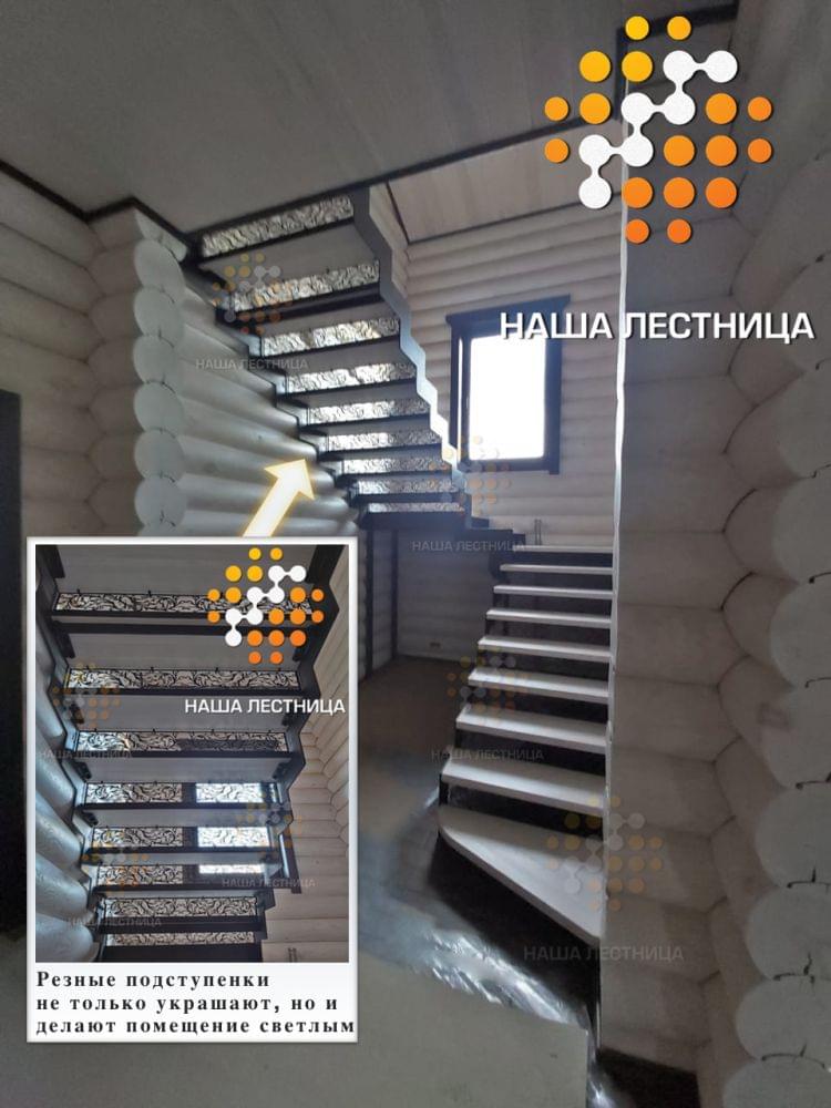 Фото лестница в частном доме на второй этаж, серия "лофт" с подступенками по эскизам заказчика - вид 7