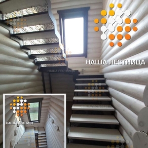 Лестница в частном доме на второй этаж, серия "ЛОФТ" с подступенками по эскизам заказчика