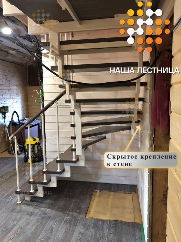 Фото лестница в дом на 2 этаж, серия "лаунж" с п-поворотом - вид 2