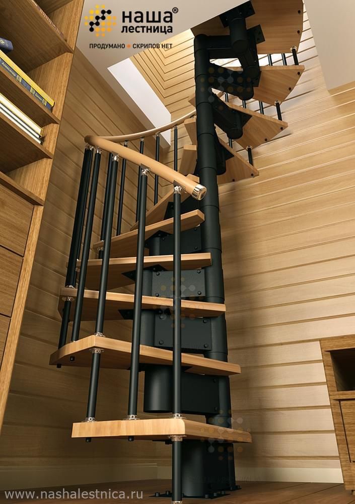 Фото винтовая модульная лестница из дерева - вид 1