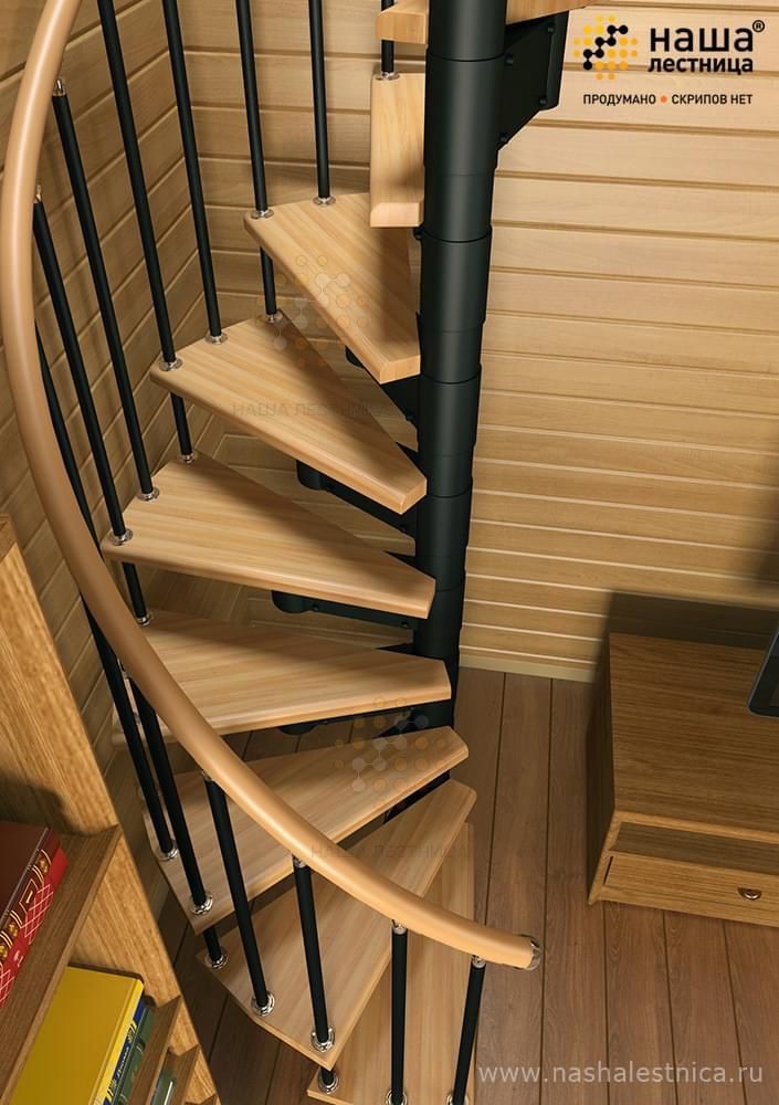 Фото винтовая модульная лестница из дерева - вид 3