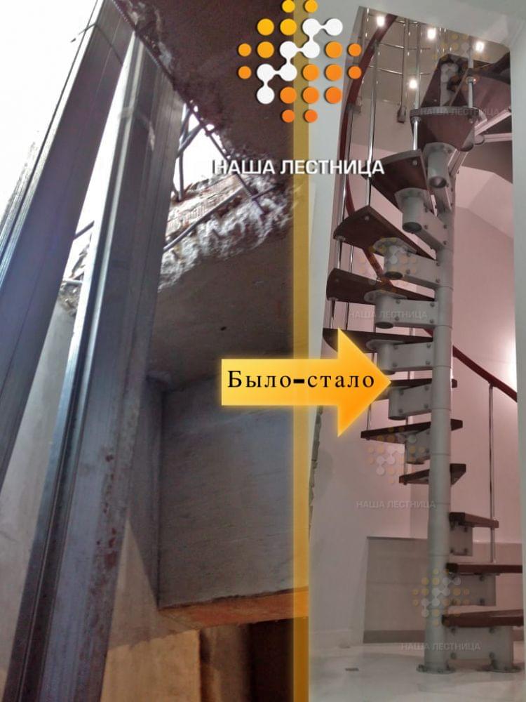 Фото винтовая лестница в маленький проем на модульном каркасе - вид 5