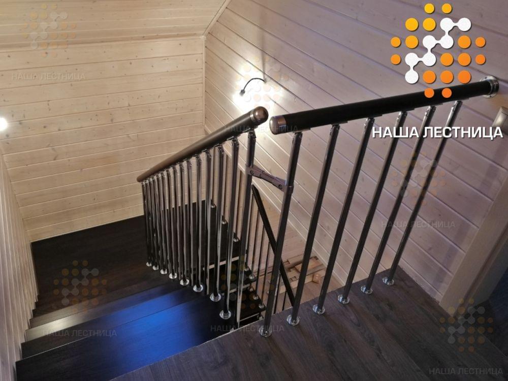 Фото модульная лестница в дом с п-поворотом в идеальной комплектации - вид 5