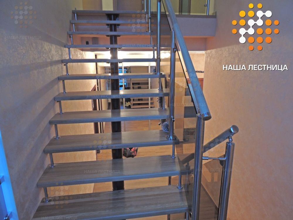 Фото модульная лестница с п-поворотом и стеклянным ограждением - вид 8