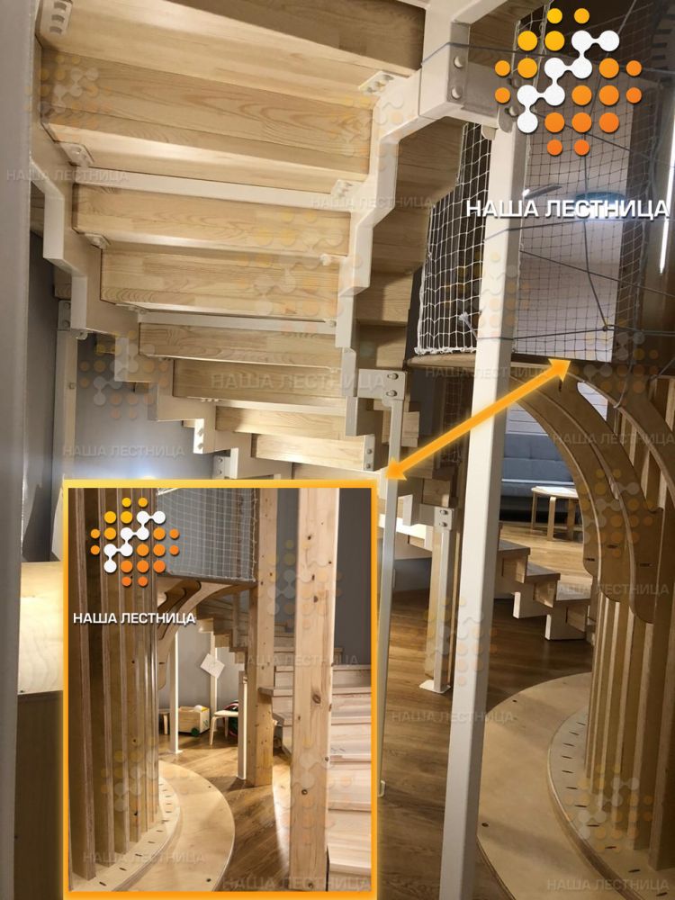 Фото спиральная лестница на металлическом двойном каркасе серии "лаунж" - вид 7