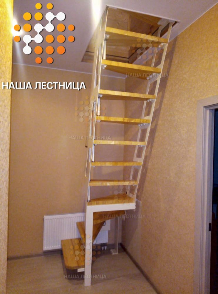 Фото чердачная лестница на двойном каркасе с утиным шагом - вид 3