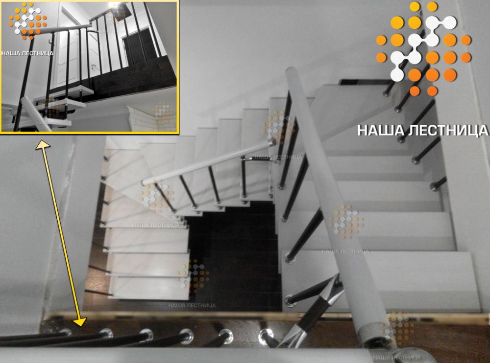 Фото модульная лестница с поворотом на 180 в черно-белом исполнении - вид 2