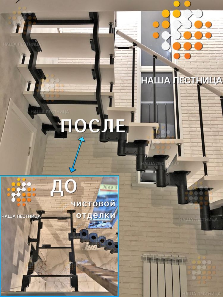 Фото модульная лестница на второй этаж без опорных столбов на 180 градусов - вид 7