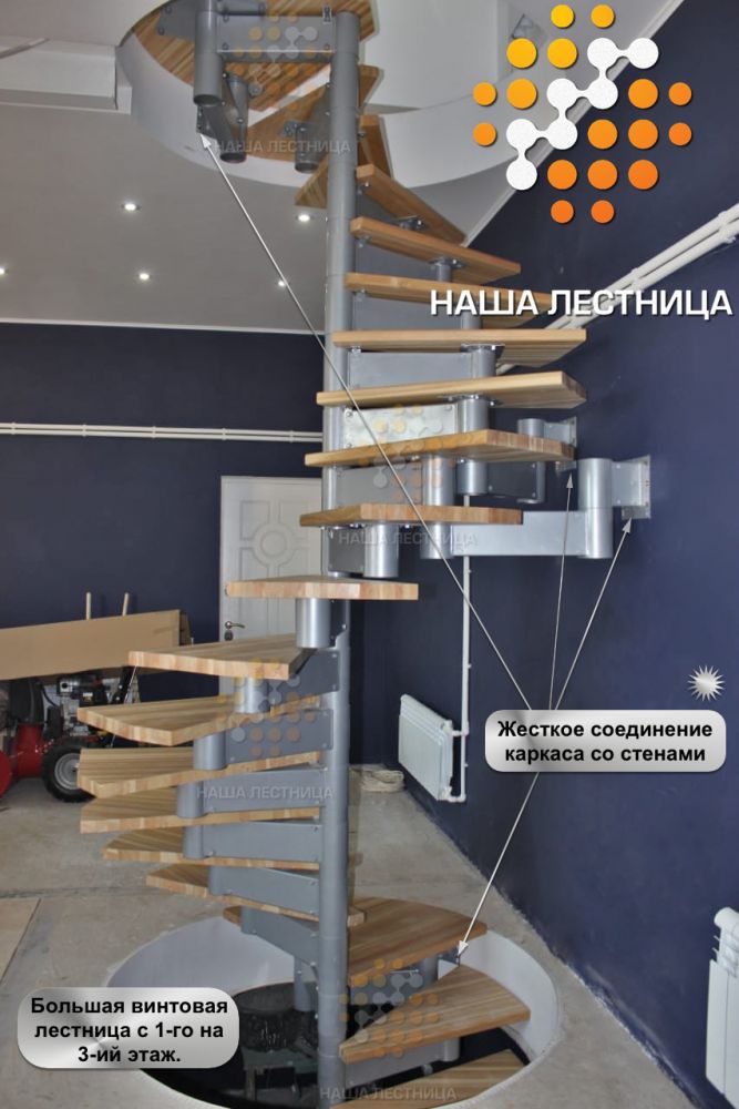 Фото гигантская винтовая лестница с 1 на 3-й этаж - вид 1
