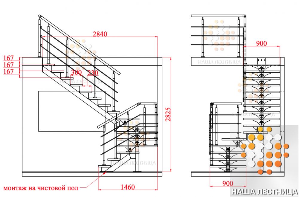 Фото лестница на металлическом каркасе для дома, серия суперлайт - вид 2
