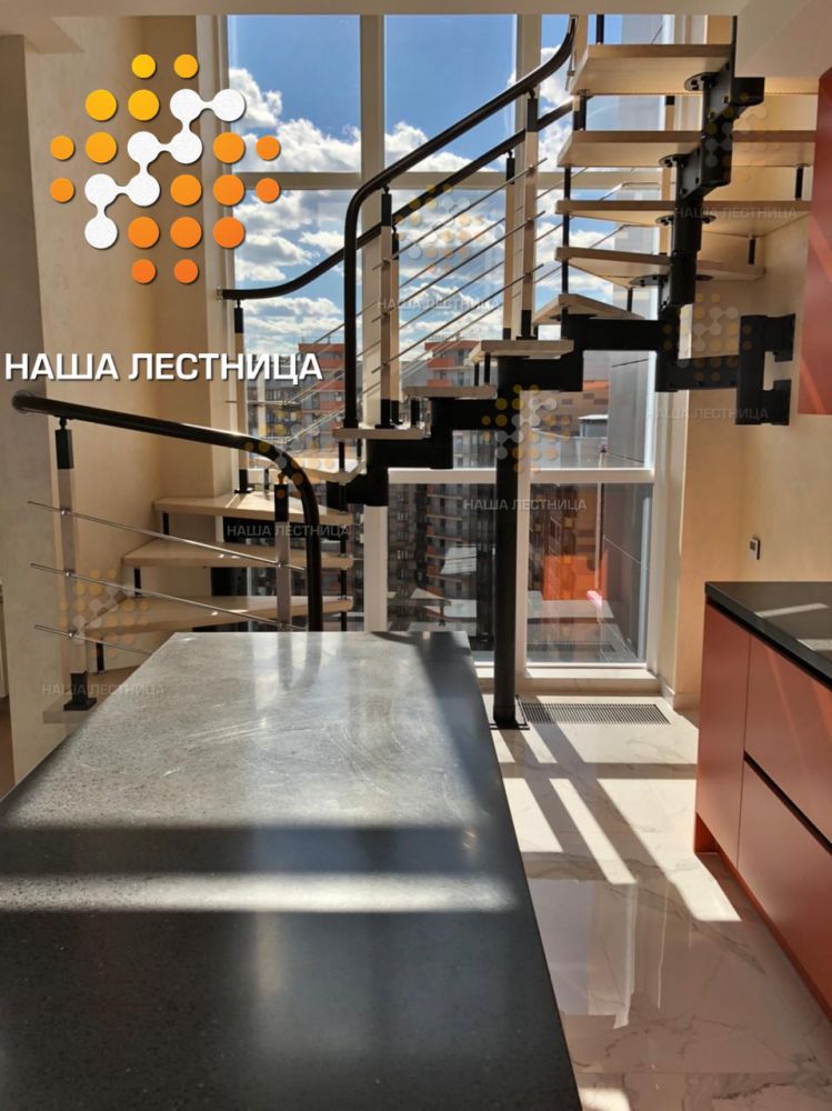 Фото модульная лестница на второй этаж, поворот на 180 градусов - вид 4