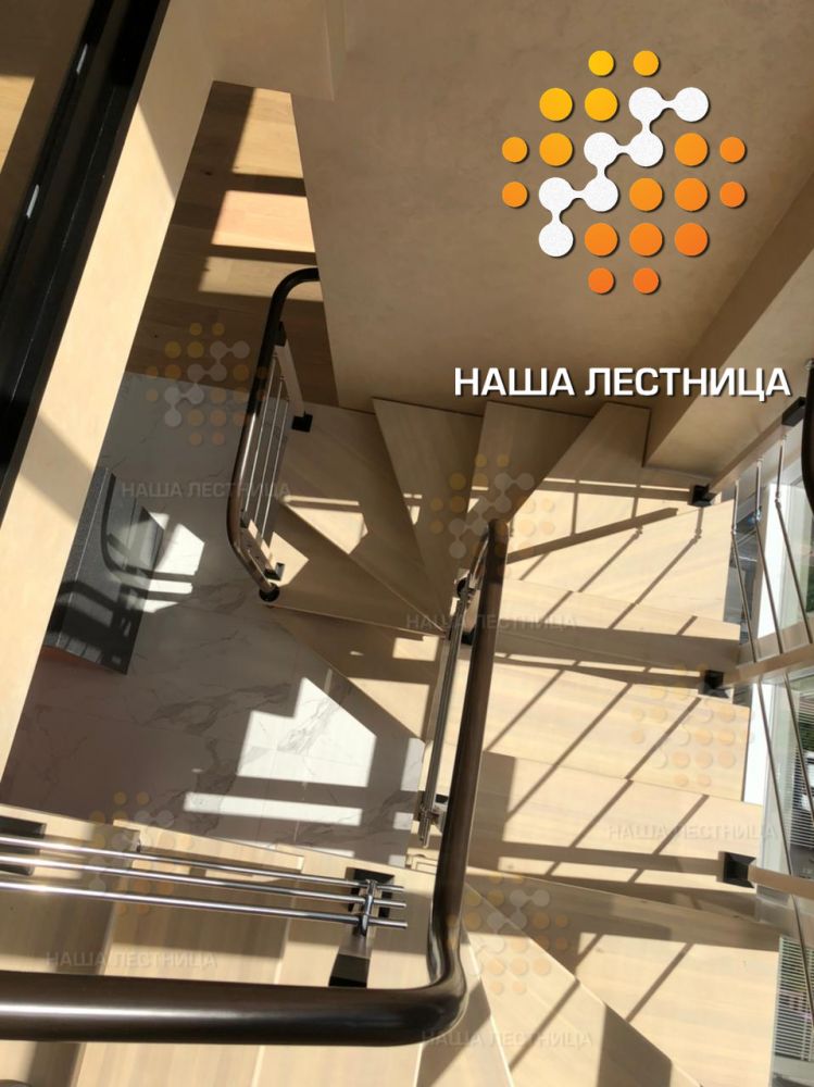 Фото модульная лестница на второй этаж, поворот на 180 градусов - вид 5