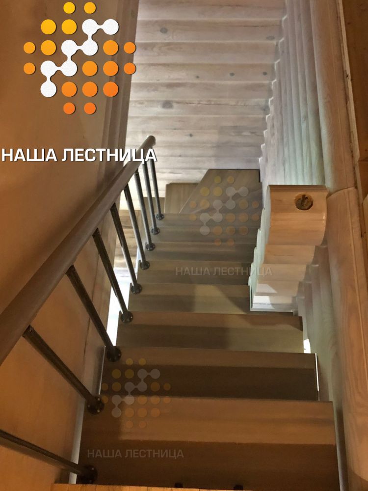 Фото модульная лестница на второй этаж, поворот на 90 - вид 2