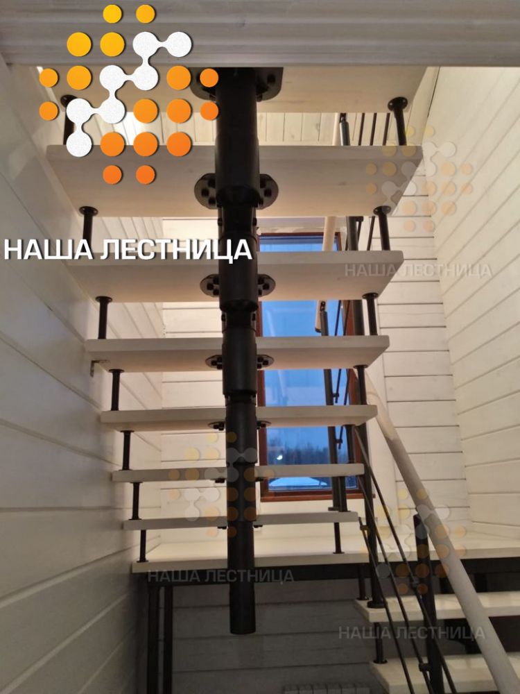 Фото модульная лестница на второй этаж с поворотным столом на 180 - вид 3