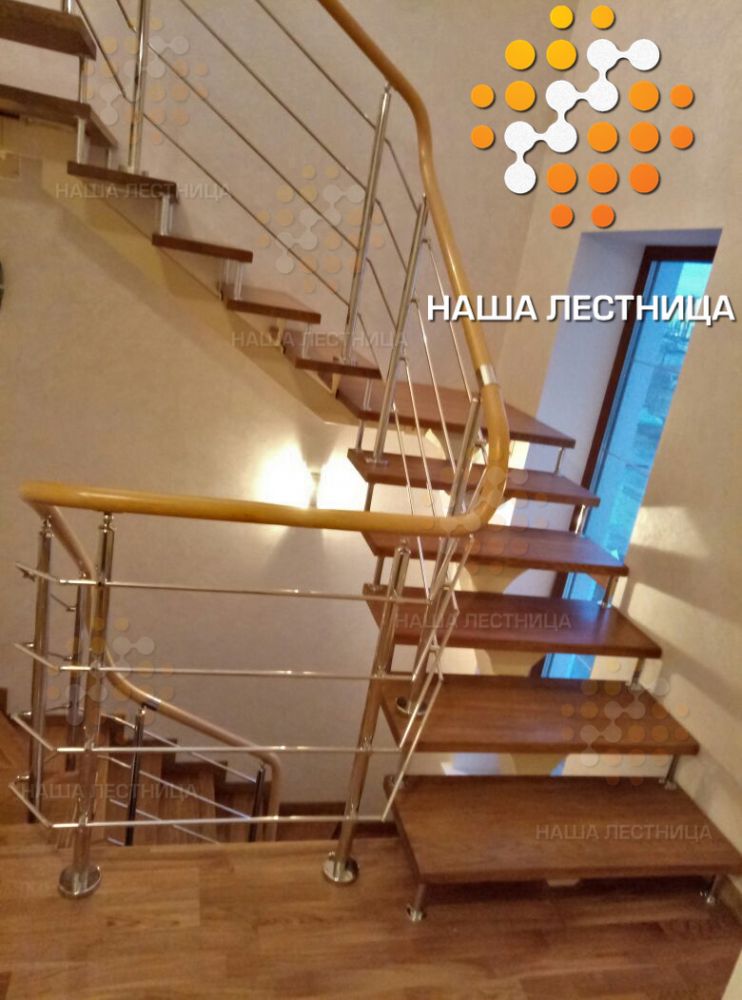 Фото трехмаршевая лестница с двумя площадками, серия "лайт" - вид 3