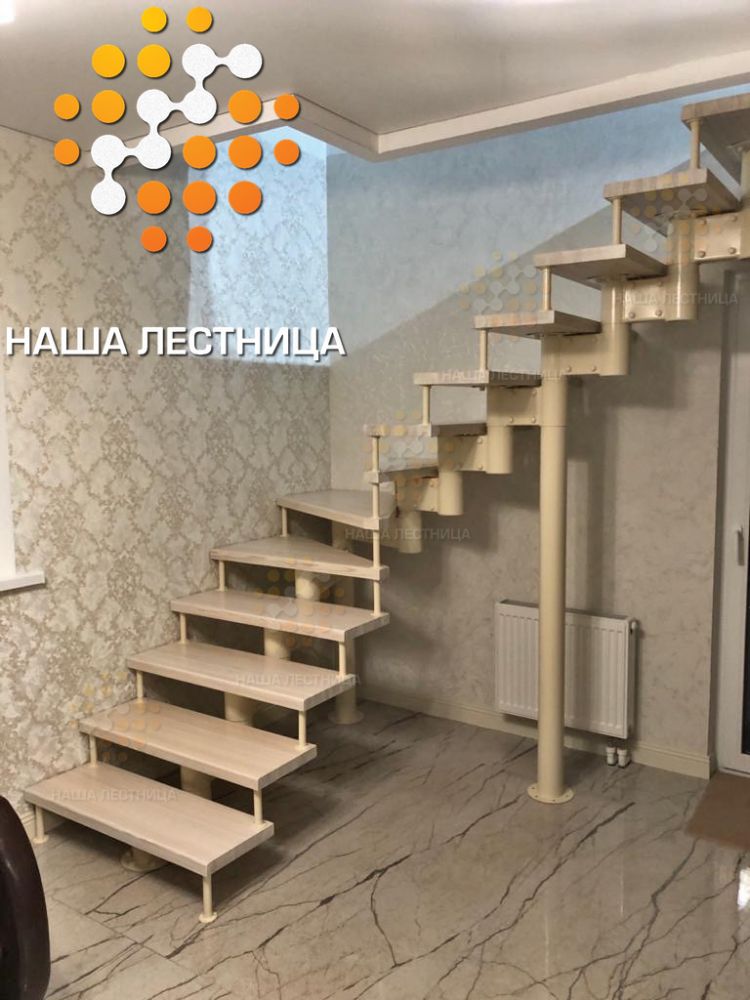 Фото модульная лестница в дом с поворотом на 90 - вид 5