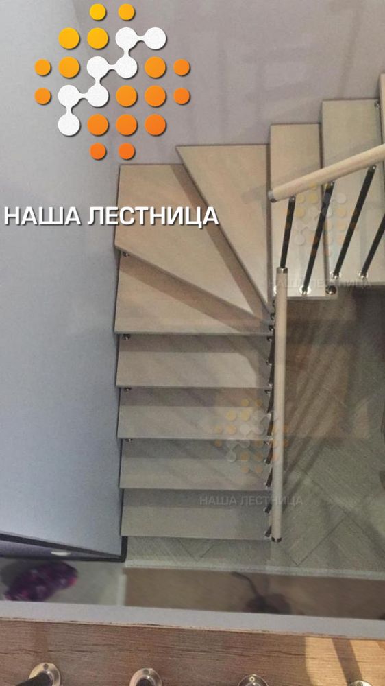 Фото модульная лестница на второй этаж, поворот на 180 - вид 2