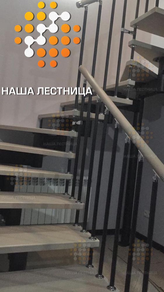Фото модульная лестница на второй этаж, поворот на 180 - вид 1