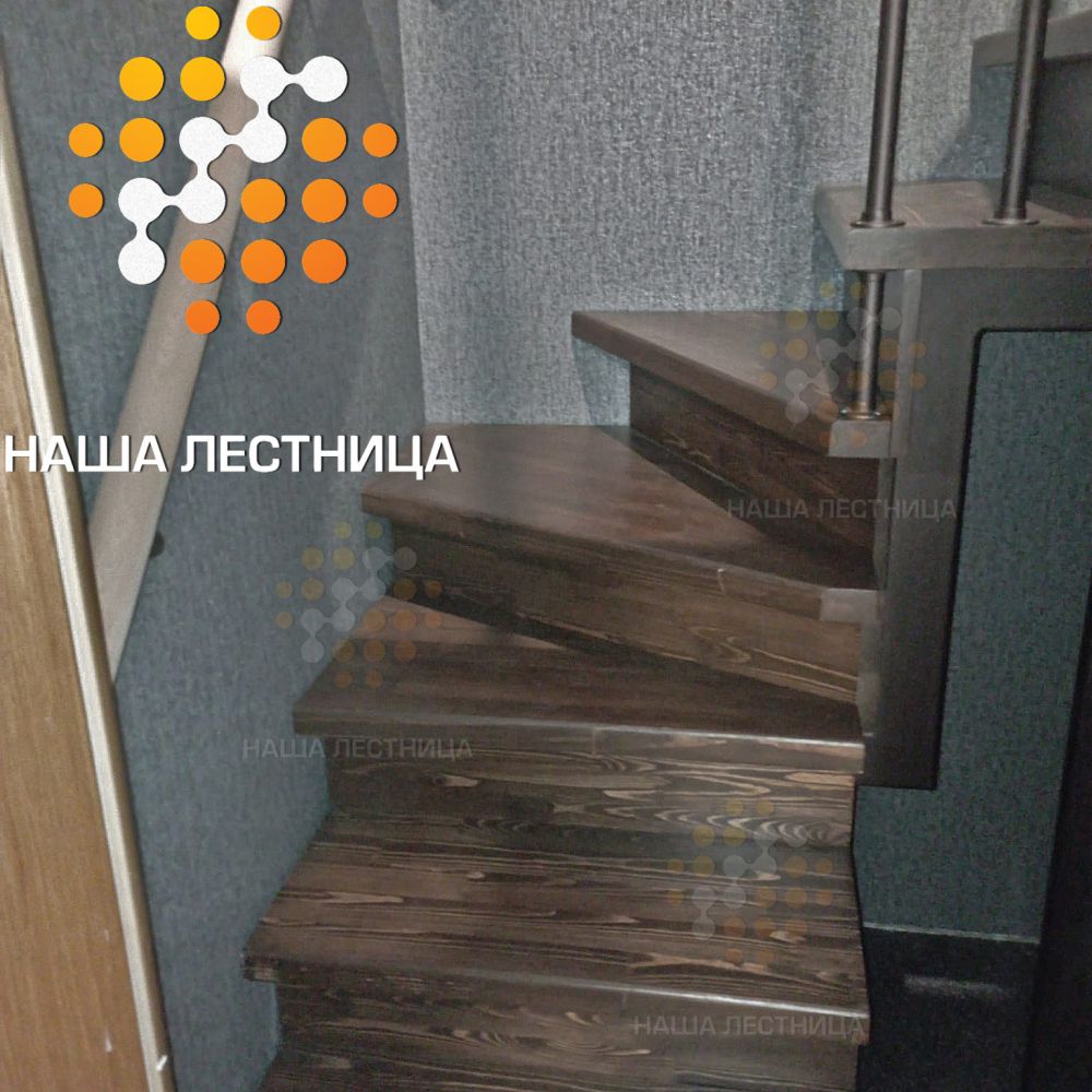 Фото деревянная лестница на металлическом каркасе - вид 2