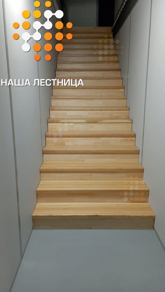 Фото деревянная лестница на металле - вид 3
