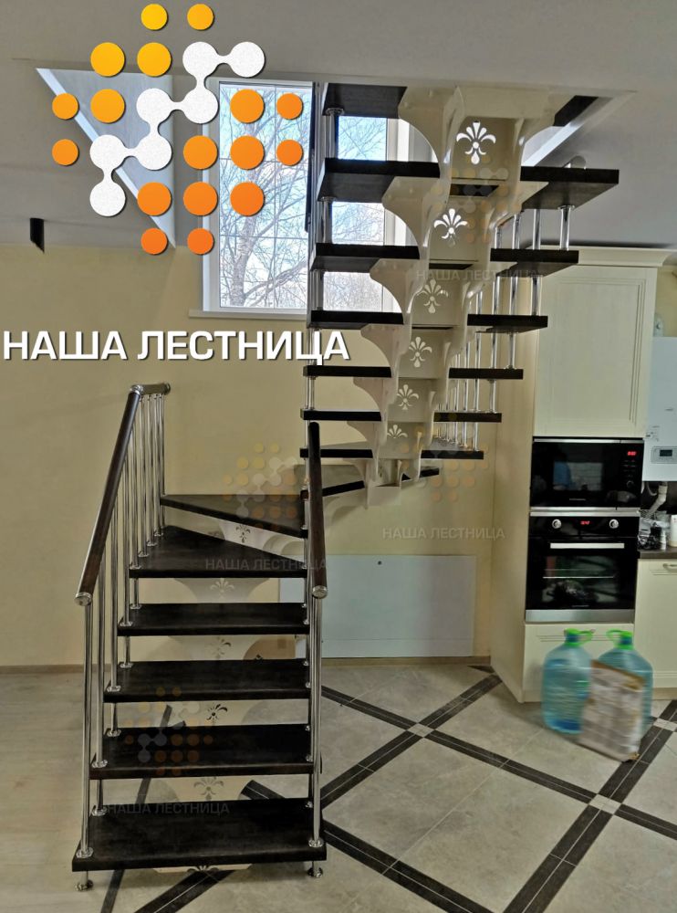 Фото лестница на второй этаж, серия волна - вид 3