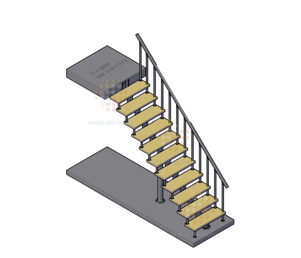 Фото готовая лестница с прямым маршем - вид 1