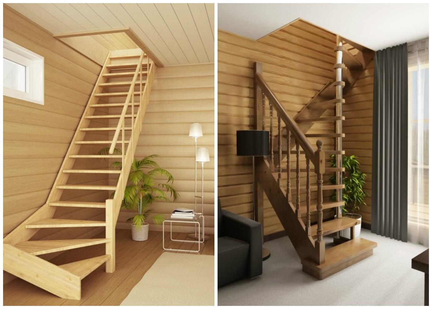 Купить деревянные угловые лестницы на второй этаж в Киеве - Градиус