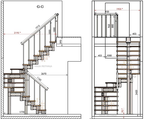П образная лестница в квартиру, модульная №381 - фото №5