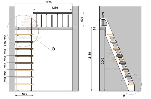 Лестница на антресоль мини-лофт №842 - фото №2